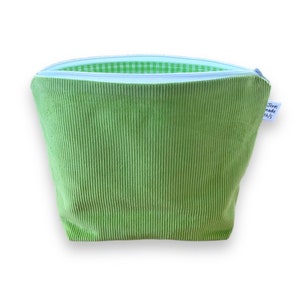 Large, Wide Corduroy Zipper Pouch, zipper bag, makeup bag, toiletry bag, stationary bag, travel pouch, lime green corduroy zipper pouch