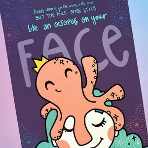 Octopus Hugs - Funny Friendship Postcard for True Friends