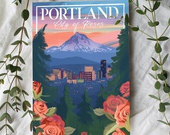 Portland Oregon City of Roses Postcard Mini Print