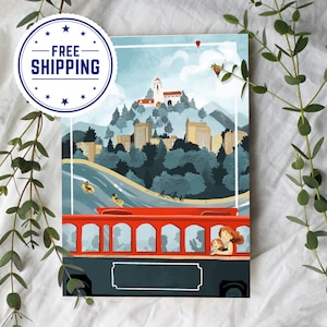 Boise City of Trees Mini Print | Illustrated Boise Postcard | Boise Idaho Art Print | Meredith Fern Art