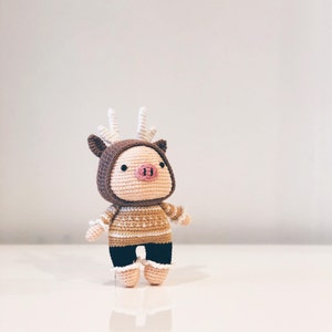 Handmade Crochet Amigurumi Plush Doll (Cosplay Pig Deer) - Nursery Gift/ Children&#39;s Plush / Collectibles / Animal / Christmas