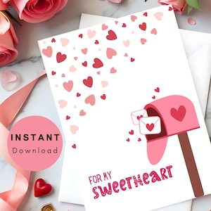 File stampabile di una cassetta postale con un cuore all'interno per la mia dolce metà, design di stampa digitale scaricabile all'istante per lei e lui