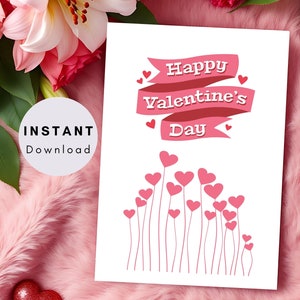 Tarjeta del día de San Valentín para imprimir con globos de corazón saludables, diseño de archivo de impresión, descarga instantánea, regalo digital para ella, él, novia, novio