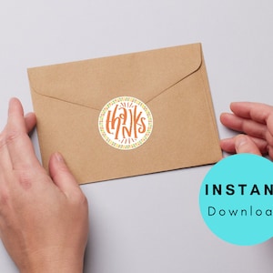 Thanks Circle Digital Printable Sticker Great Design For Any Thank You For Coming To The Party Loot Bag / Downloadable Digital PDF File