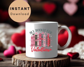 Envoltorio de taza para el día de San Valentín Diseño imprimible digital Descarga de los libros Todos reservados para la decoración del hogar de San Valentín Regalo para novia Ella Él