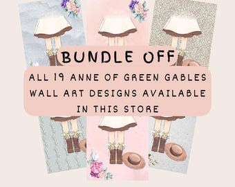 Paquete de 19 ARTE DE PARED de Ana de las Tejas Verdes Diseño artístico de la tienda Ana con una E Imprimible digital Descargable Descargar impresión digital