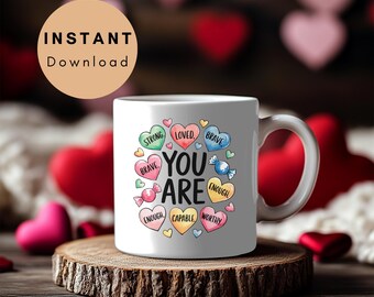 Envoltorio para taza del Día de San Valentín / Diseño "Tú eres" (Descarga digital)