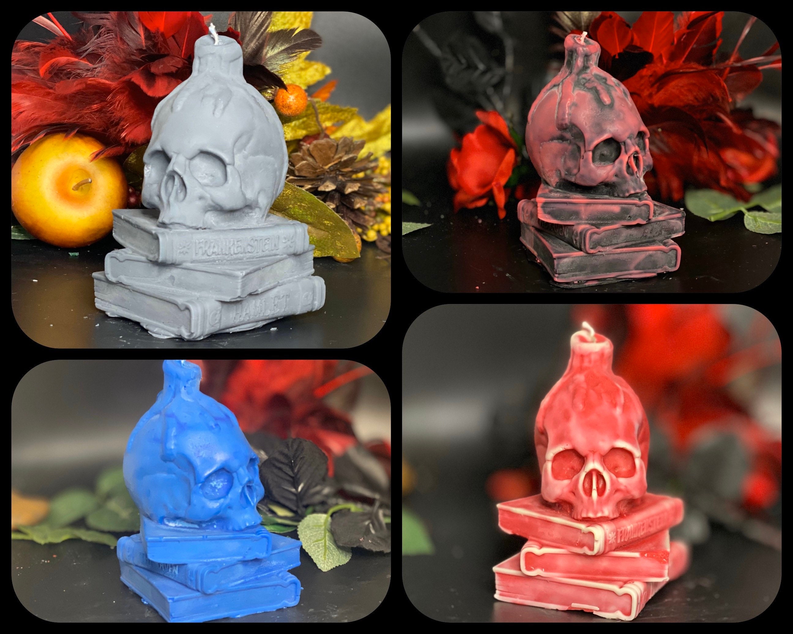 Bleeding skull on Books Candle Handmade Made to order Candles Home