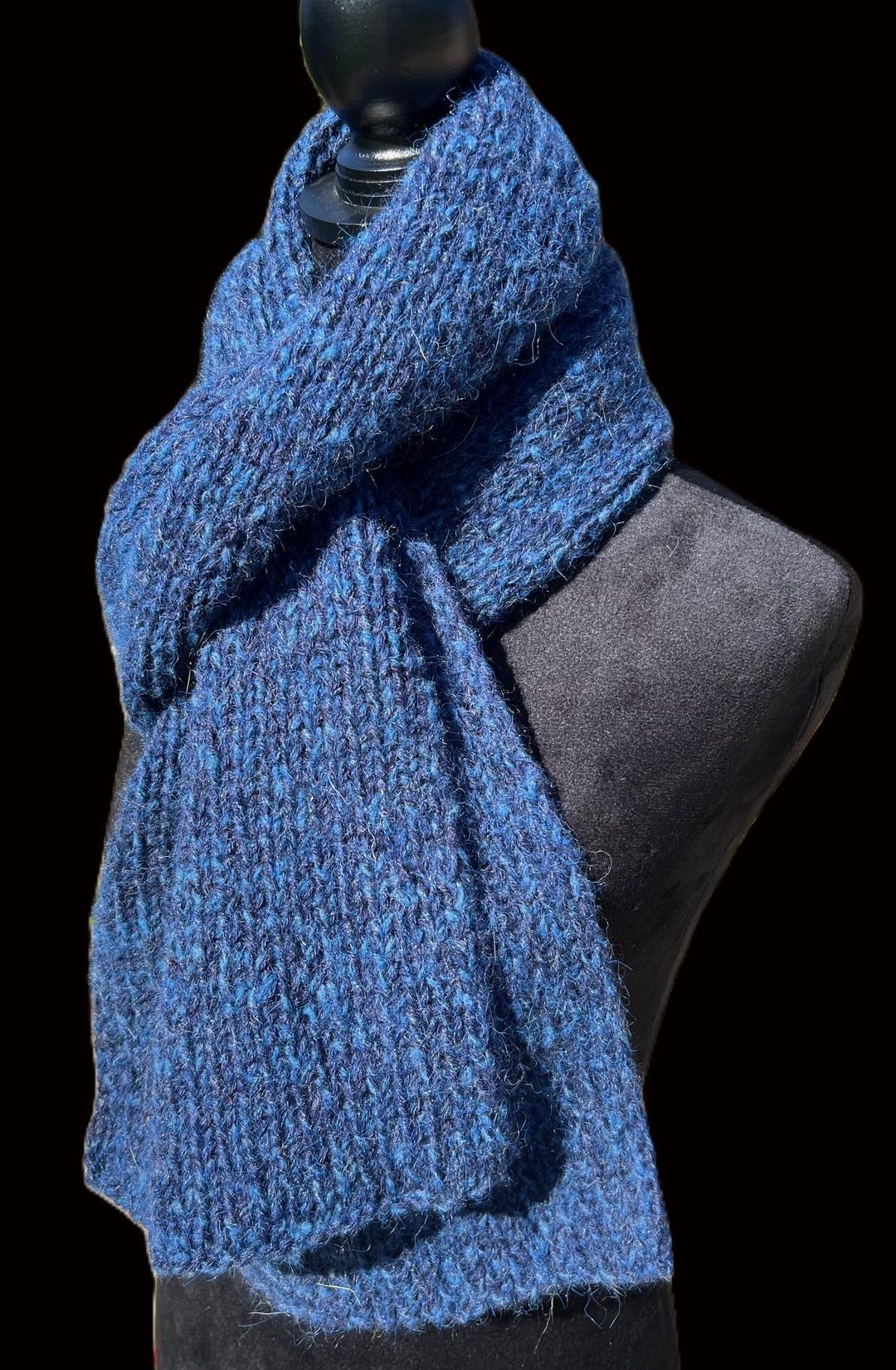 Handmade Angora Mohair Scarf: Soft Knit Shawl, Dark Blue - Etsy
