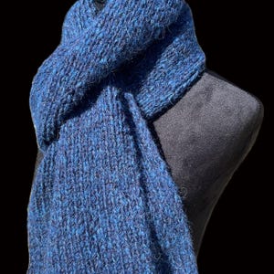 Handmade knitted angora wool mohair scarf, shawl,  double wrap, soft, warm, elegant,  handmade- dark blue, navy - MADE TO ORDER
