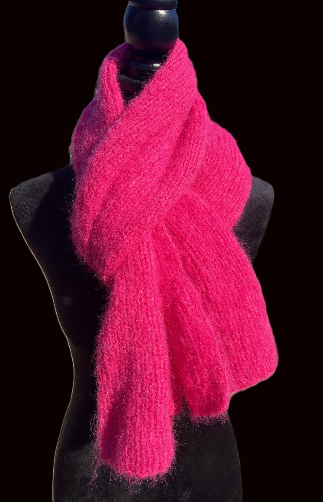 Handmade Angora Mohair Scarf: Soft, Warm, Hot Pink Shawl - Etsy