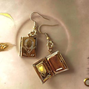 Gold locket earrings