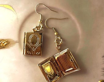 Gold locket earrings