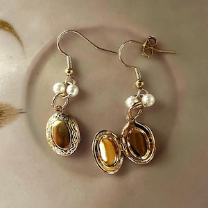 gold locket earrings