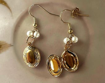 gold locket earrings