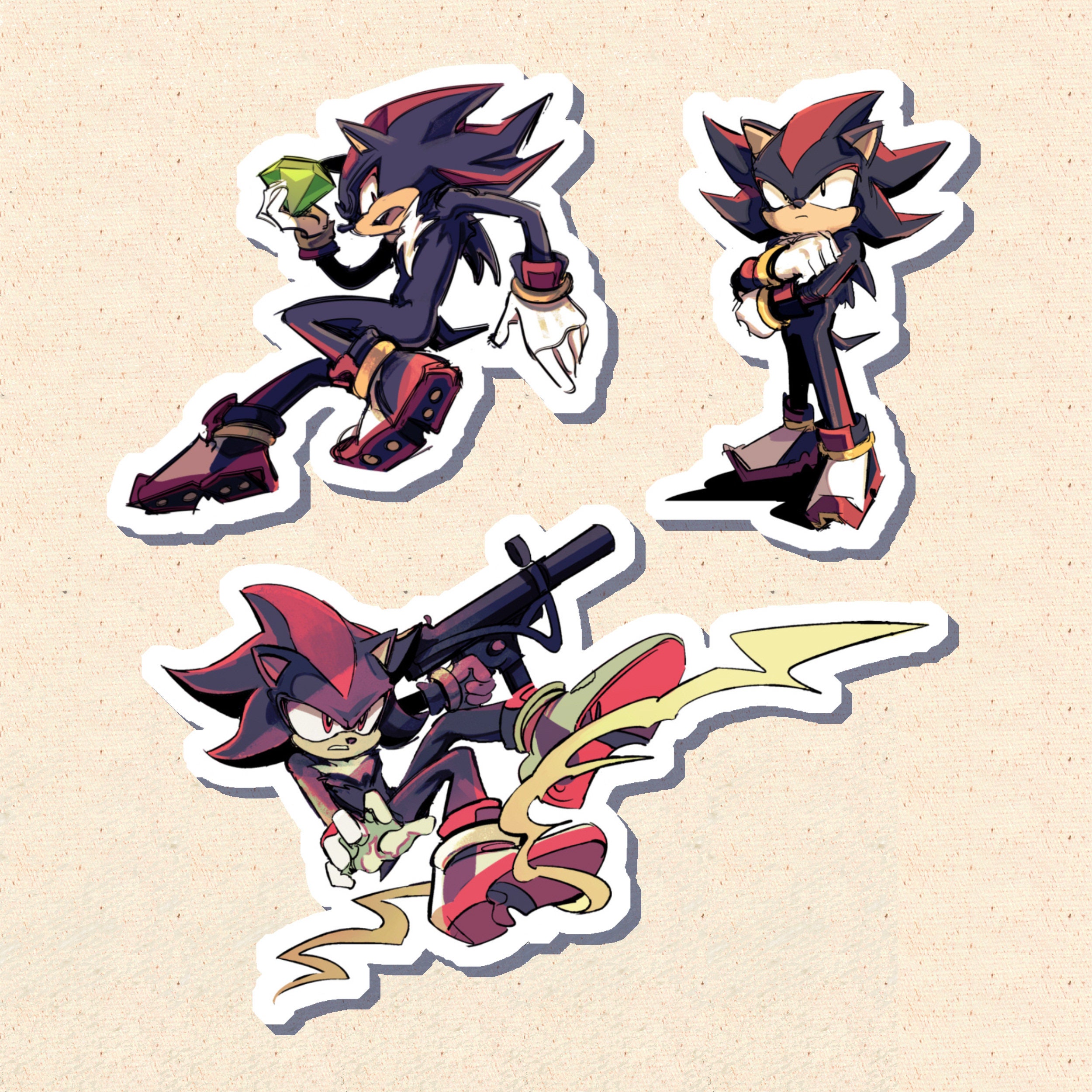 Sonic the Hedgehog Stickers classic Set 1 Fan Art Sonic SEGA 