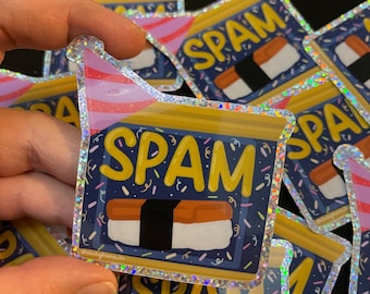 Spam birthday! (Glitter holographic decal)