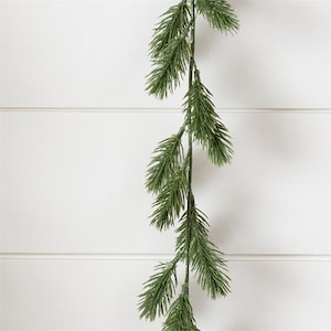 Frosted Evergreen Sprigs 71&quot; Faux Garland