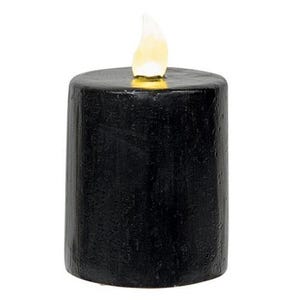 Black Gloss LED Battery Powered 4&quot; H Pillar Candle