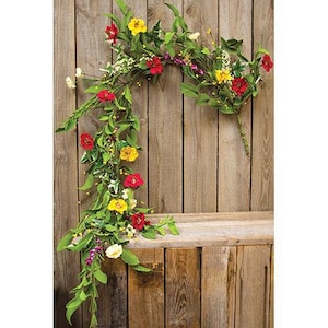 Hibiscus Garland 4 ft - colorful flowers, berries & greens