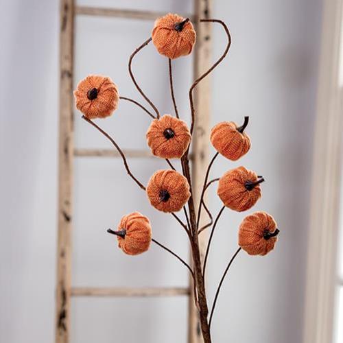 Orange Burlap Pumpkin 30.5" Decorative Spray