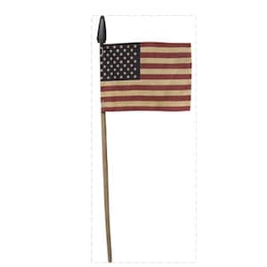 Teastained Primitive American Flag On 14" Stick