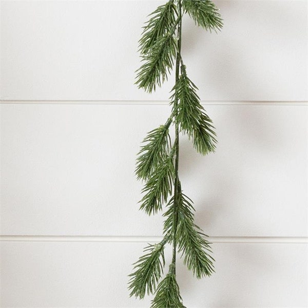Frosted Evergreen Sprigs 71" Faux Garland