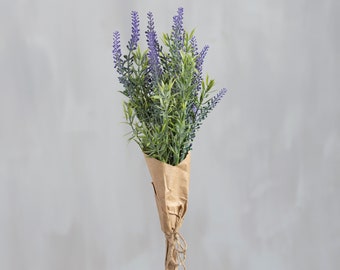 Lavender Faux Bouquet Wrapped in Brown Kraft