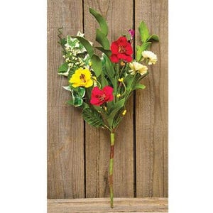 Hibiscus and Bright Blooms 14" Faux Floral Spray