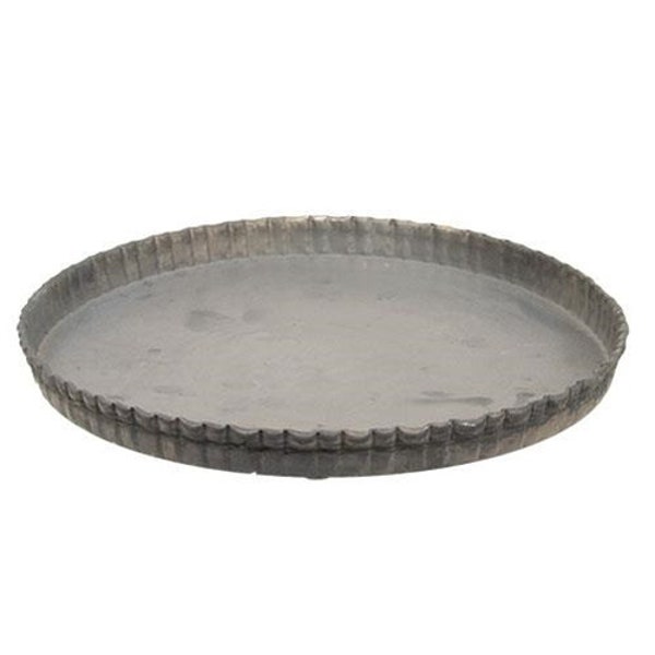 Antiqued Gray Fluted 7.5" Candle Pan