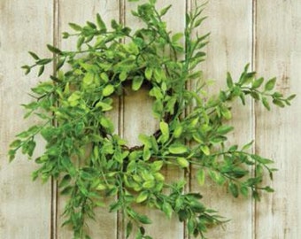 Lemon Verbena Greens Faux 7" Candle Ring/ Small Wreath