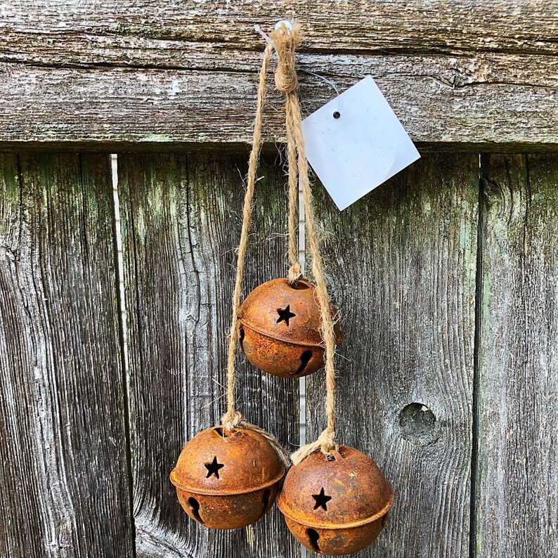 Set of Three Mini Rustic Jingle Bells Etsy