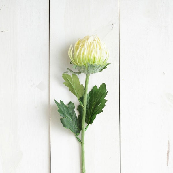 White Protea 23" Faux Floral Stem