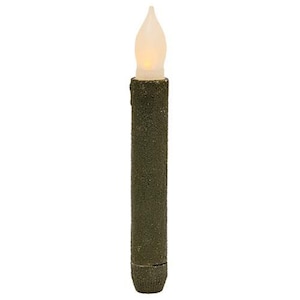 Green Textured 6" LED Timer Taper Candle
