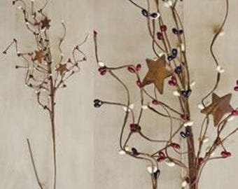 Americana Mix Pip Berries & Rusty Star 24&quot; Spray