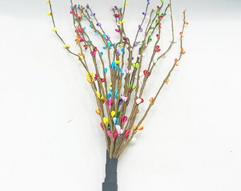 Multi Colored Pip Berries 17" Spray