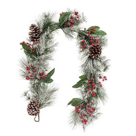 Snowy Long Needle Pine & Berry 5 Ft Faux Garland 