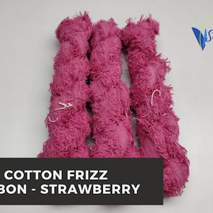 Strawberry Recycled Cotton Frizz Ribbon: Hand-Dyed Weaving Yarn
