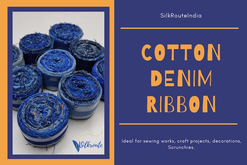 Recycled Cotton Ribbon Denim Ribbon Recycled Denim Ribbon Etsy