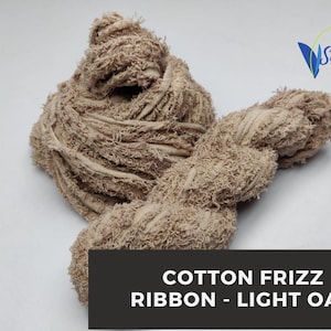 Light Oak Recycled Cotton Frizz Ribbon: Hand-Dyed Weaving Ribbon
