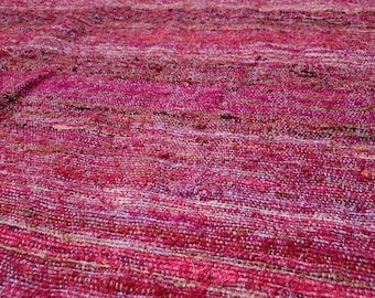 Handloom Woven Silk Chunky Rug: Red Maroon Sofa Throw (56&quot;x66&quot;)
