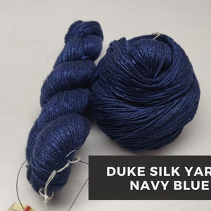 Duke Silk Yarn - Navy Blue | Mulberry Silk Yarn | Mulberry Silk | Super Soft Yarn | Duke Yarn | DK Weight Yarn | 54D