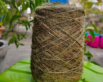 Army Recycled Sari Silk Yarn | Recycled Silk Yarn | Hand Spun, 450 Yards
