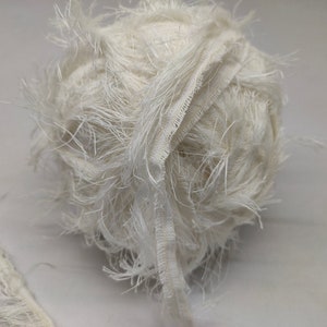 Undyed Recycled Linen Frizz Ribbon: Handcrafted Weaving Yarn