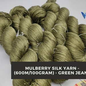 Green Jeans Mulberry Silk Yarn: Super Soft, 600M (100 gram)