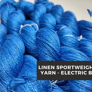 Electric Blue Linen Sportweight Yarn: 300M, Knitting & Crochet