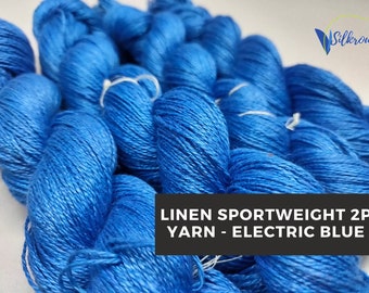 Electric Blue Linen Sportweight Yarn: 300M, Knitting & Crochet