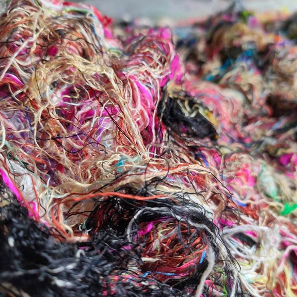 Sari Silk waste Batts - Beige With Multicolor | Recycled Sari Silk Waste Batts | Recycled Silk Waste Batts - Recycled Batts