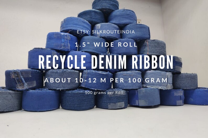 Recycled Cotton Ribbon Denim Ribbon Recycled Denim Ribbon Etsy