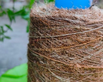 Khaki Recycled Sari Silk Yarn: 450 Yard Cone